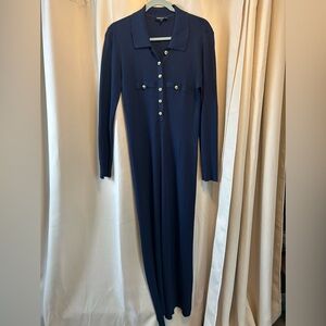 Generation Love Navy Long Sleeve Polo-Style Knit Dress TALL